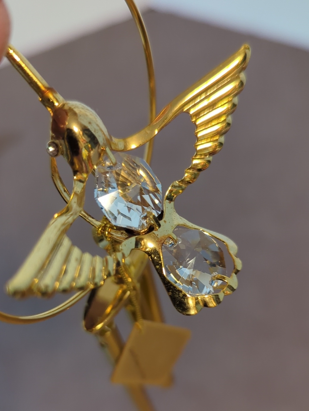 KC and G Inc 24k Gold Plated Hummingbird Wind Chime With Swarovski Components